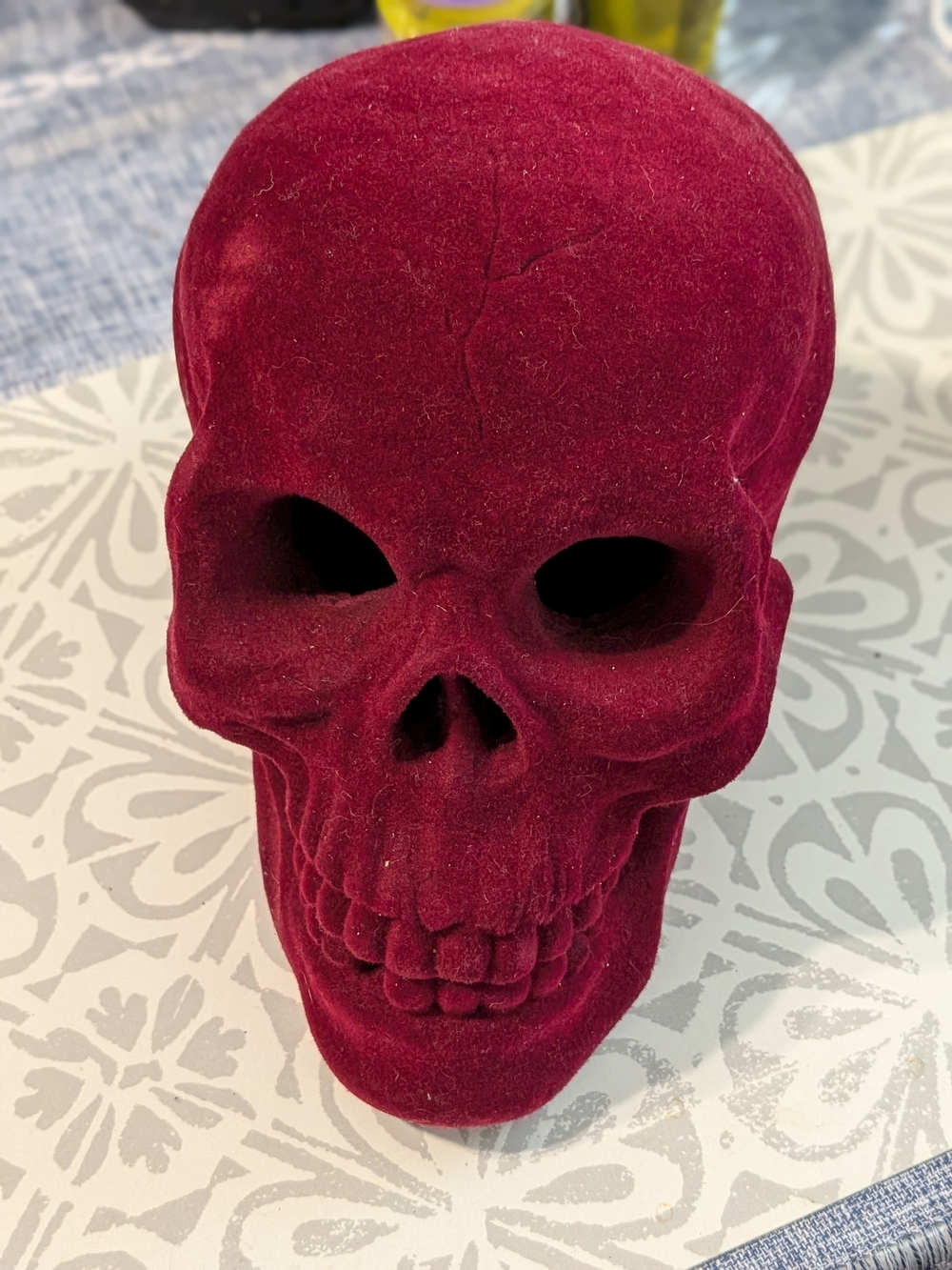 Velvet Red Skull Jewelry or Decor Display